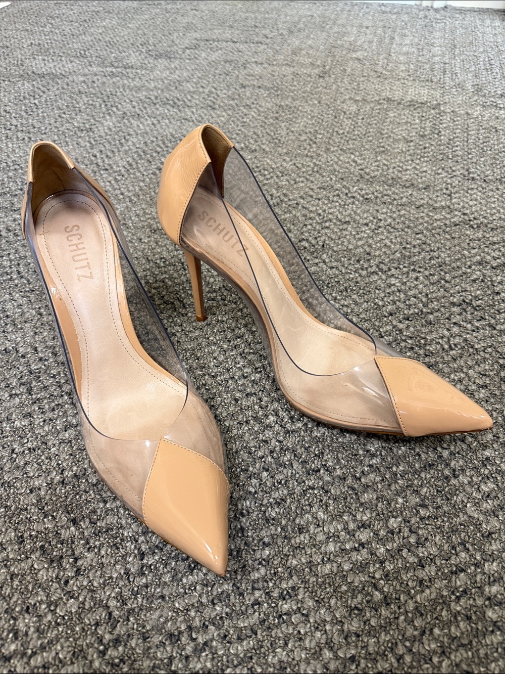Schutz Cendi Nude Pointed-Toe Clear Panel Pumps Size 11